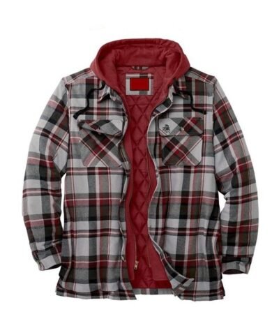 Asstseries Cotton Plaid Long-sleeved Hooded Shirt Jacket