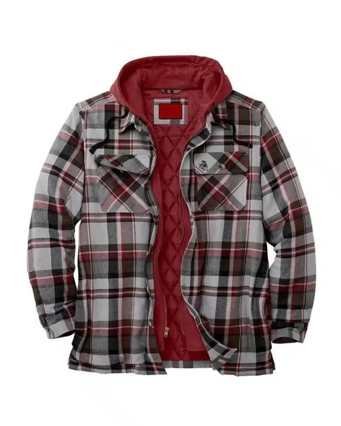 Asstseries Cotton Plaid Long-sleeved Hooded Shirt Jacket