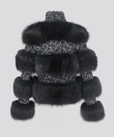 Simplee Limited Edition Natural Raccoon Fur Woolen Coat