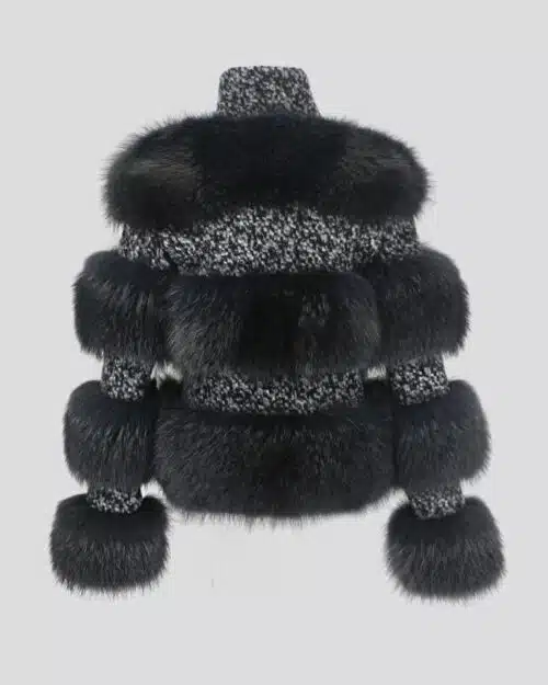 Simplee Limited Edition Natural Raccoon Fur Woolen Coat