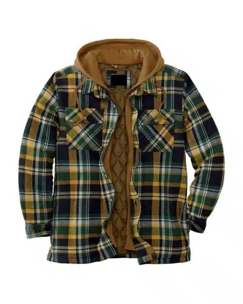 Asstseries Cotton Plaid Long-sleeved Hooded Shirt Jacket