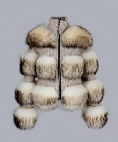 Simplee Limited Edition Natural Raccoon Fur Woolen Coat
