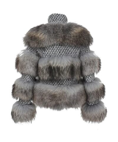 Simplee Limited Edition Natural Raccoon Fur Woolen Coat