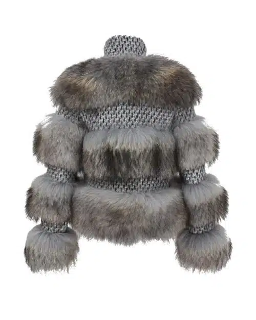 Simplee Limited Edition Natural Raccoon Fur Woolen Coat