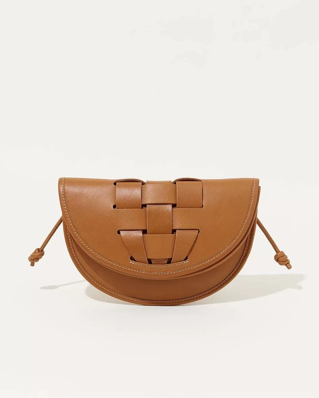 Hereu Lluna Woven Leather Saddle Crossbody Bag In Bark