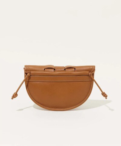 Hereu Lluna Woven Leather Saddle Crossbody Bag In Bark