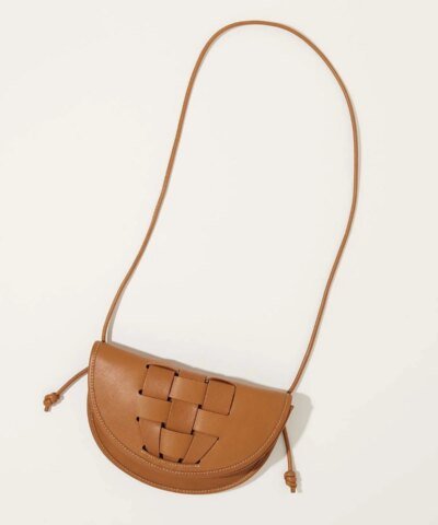 Hereu Lluna Woven Leather Saddle Crossbody Bag In Bark