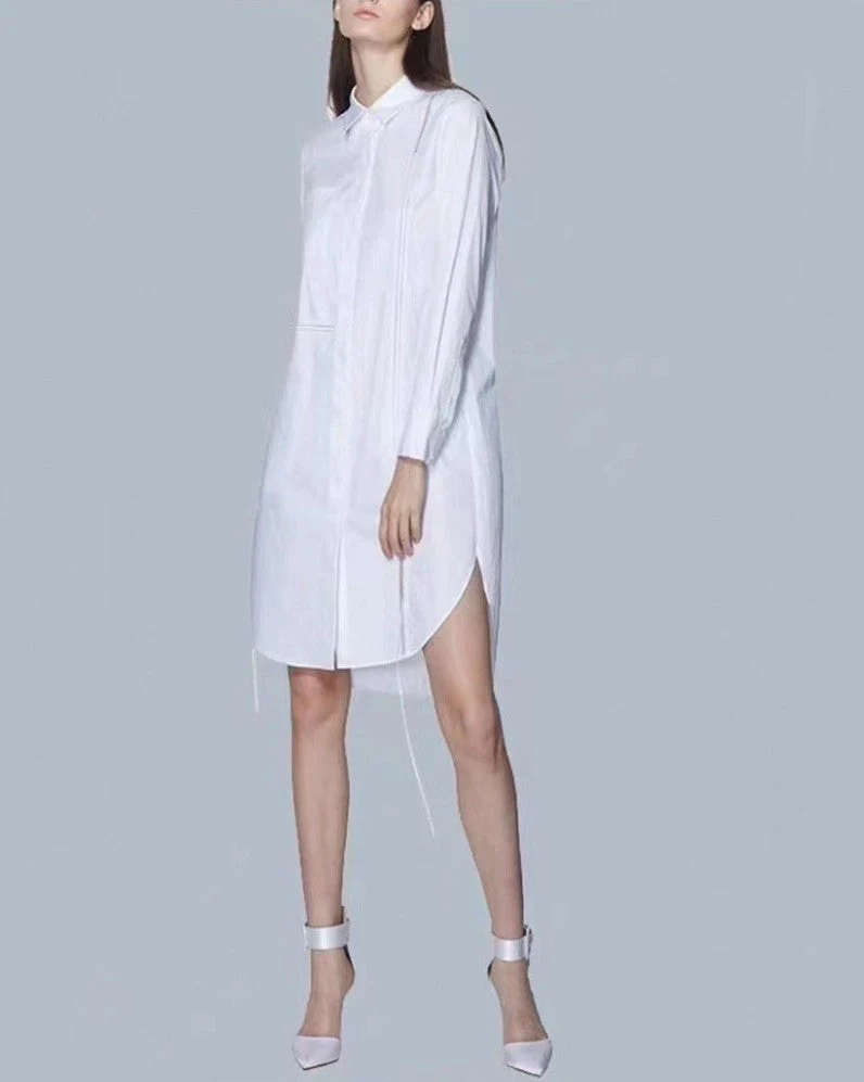 Noralux Women's White Knee Length Shirt Dress