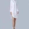 Noralux Women's White Knee Length Shirt Dress