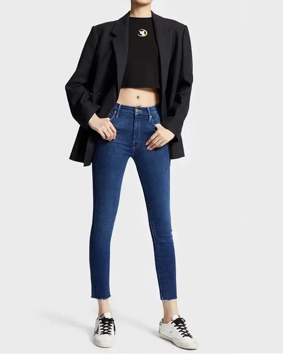 Mother High-Waist Looker Dagger Ankle Fray - Skinny Jeans