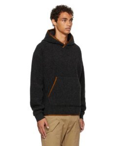 Zegna Long Sleeve Wool-Blend Boucle Hoodie