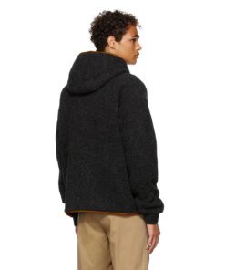 Zegna Long Sleeve Wool-Blend Boucle Hoodie