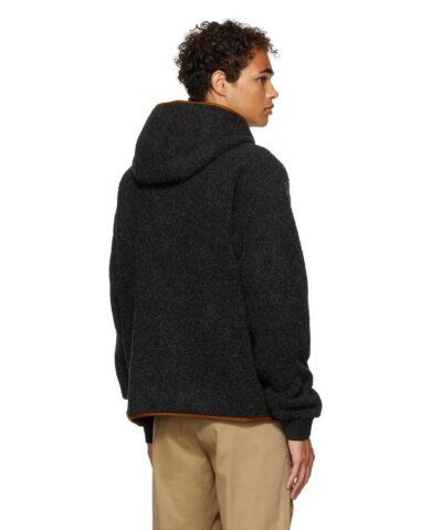 Zegna Long Sleeve Wool-Blend Boucle Hoodie