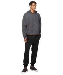 Zegna Long Sleeve Wool-Blend Boucle Hoodie