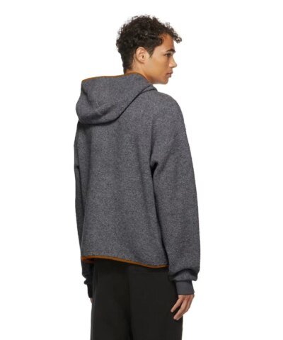 Zegna Long Sleeve Wool-Blend Boucle Hoodie
