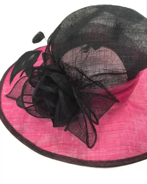 Fine Millinery by August Hat Co Bow & Feather Accented Mesh Straw Hat