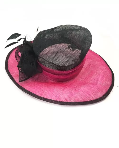 Fine Millinery by August Hat Co Bow & Feather Accented Mesh Straw Hat