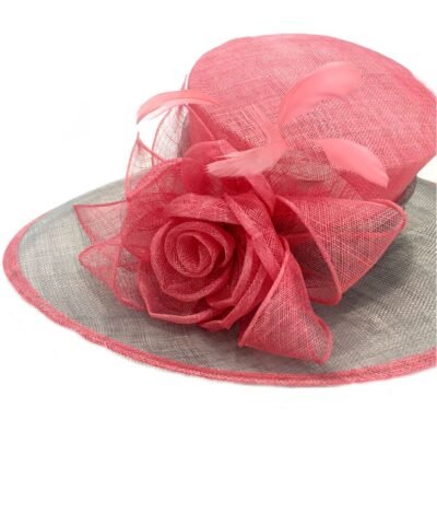 Fine Millinery by August Hat Co Bow & Feather Accented Mesh Straw Hat