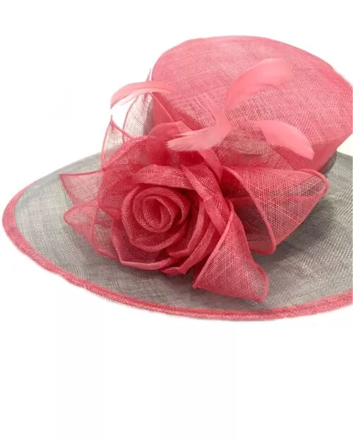 Fine Millinery by August Hat Co Bow & Feather Accented Mesh Straw Hat