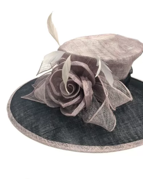 Fine Millinery by August Hat Co Bow & Feather Accented Mesh Straw Hat