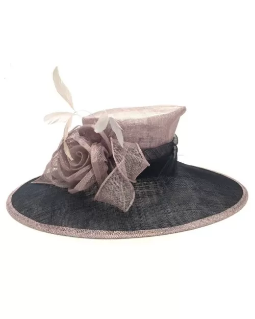 Fine Millinery by August Hat Co Bow & Feather Accented Mesh Straw Hat