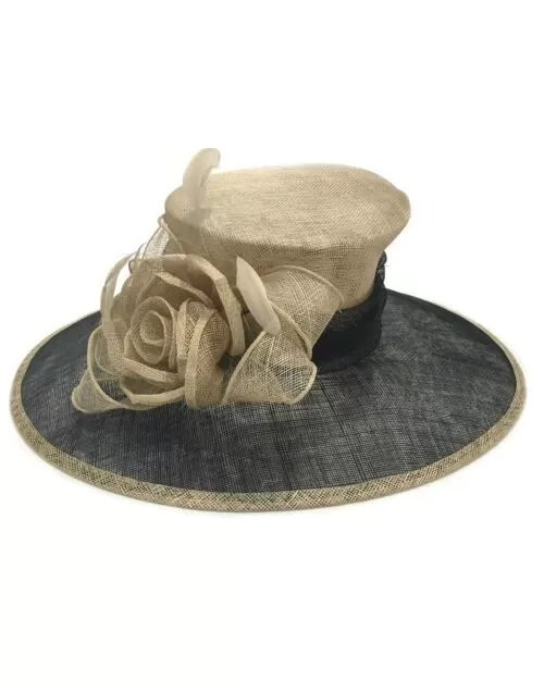 Fine Millinery by August Hat Co Bow & Feather Accented Mesh Straw Hat