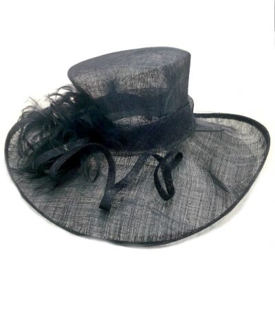 Fine Millinery by August Hat Dome Sinamy Floral Spray Feathers Derby Floppy Dress Wide Hat