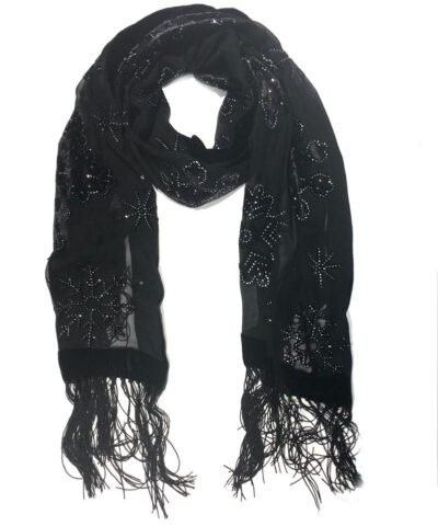 Style & Co. Women's Flocked Velvet Fringed Wrap Scarf