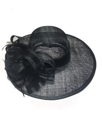 Fine Millinery by August Hat Co Bow & Feather Accented Mesh Straw Hat