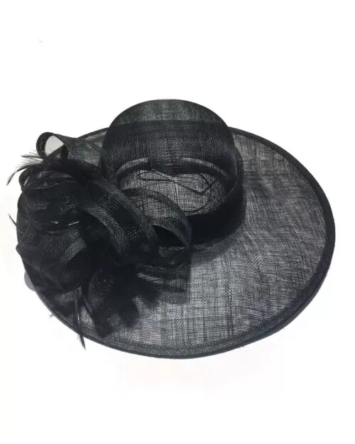 Fine Millinery by August Hat Co Bow & Feather Accented Mesh Straw Hat