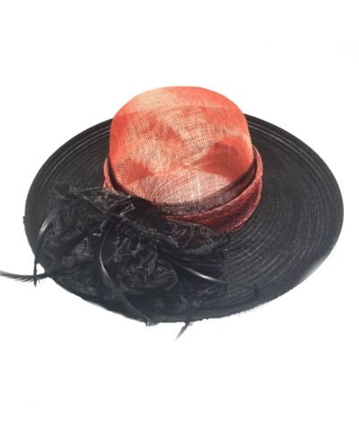 Fine Millinery by August Hat Co Bow & Feather Accented Mesh Straw Hat