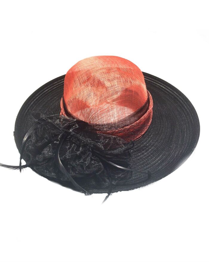 Fine Millinery by August Hat Co Bow & Feather Accented Mesh Straw Hat