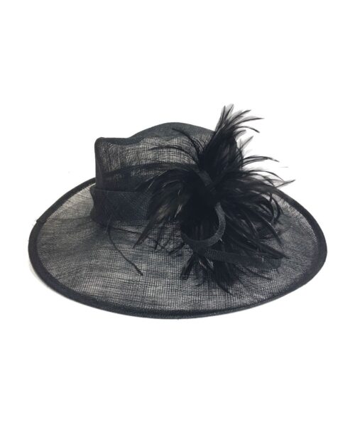Fine Millinery by August Hat Dome Sinamy Floral Spray Feathers Derby Floppy Dress Wide Hat