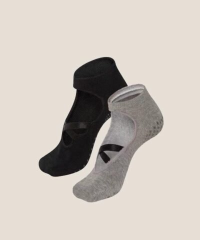 Oysho 2 Pairs Of Cotton Yoga And Pilates Socks, Black