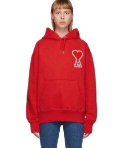 AMI Women's Red De Coeur Hoodie
