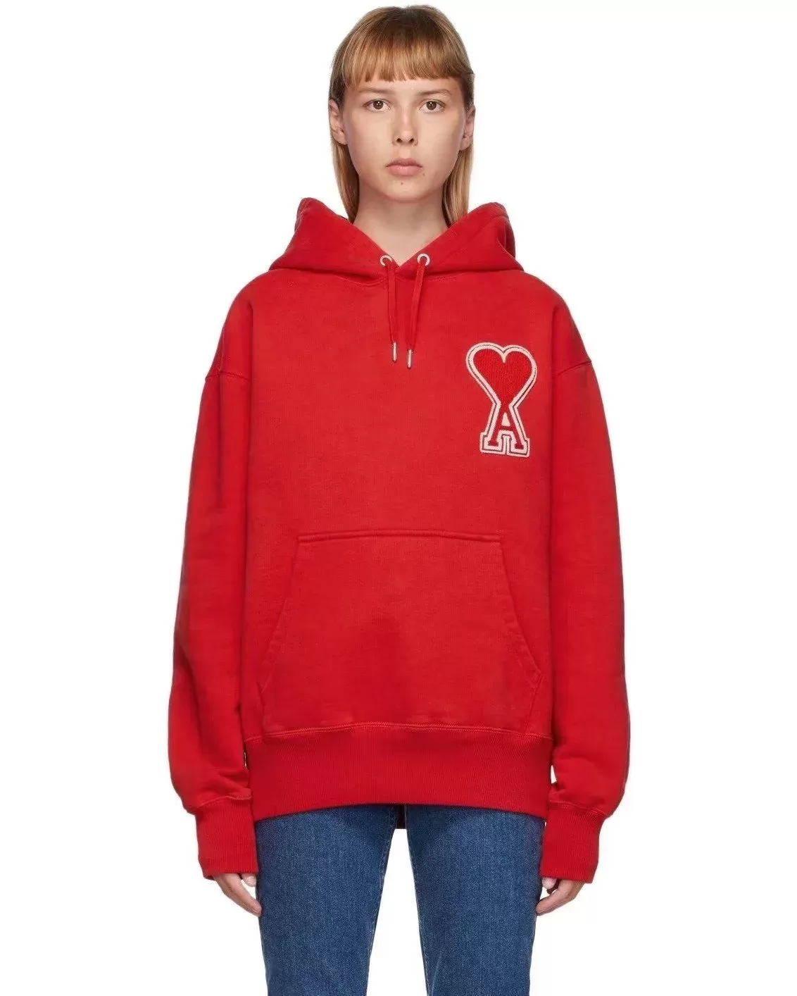 AMI Women's Red De Coeur Hoodie