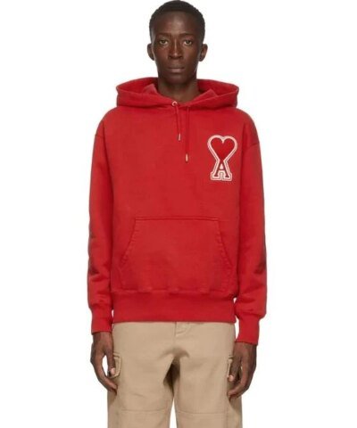 AMI Men's Red De Coeur Hoodie
