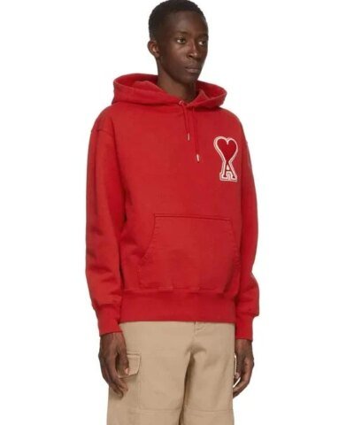AMI Men's Red De Coeur Hoodie
