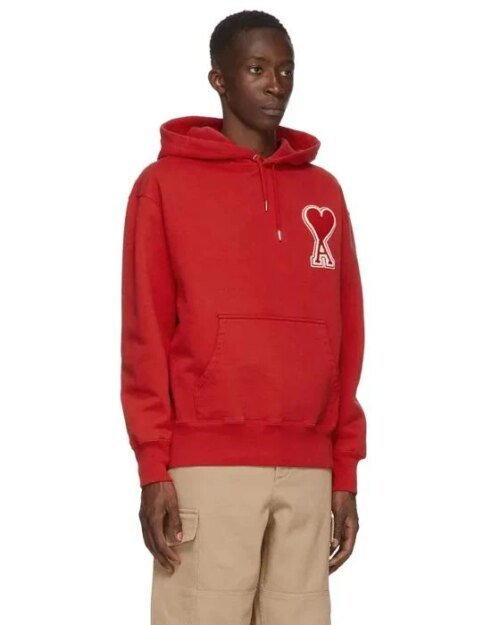 AMI Men's Red De Coeur Hoodie