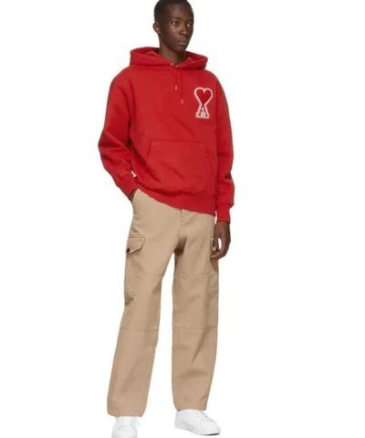 AMI Men's Red De Coeur Hoodie