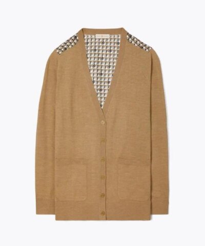 Tory Burch Silk-Back Cardigan