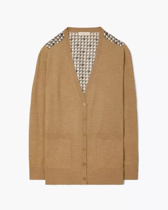 Tory Burch Silk-Back Cardigan