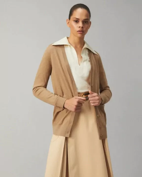 Tory Burch Silk-Back Cardigan