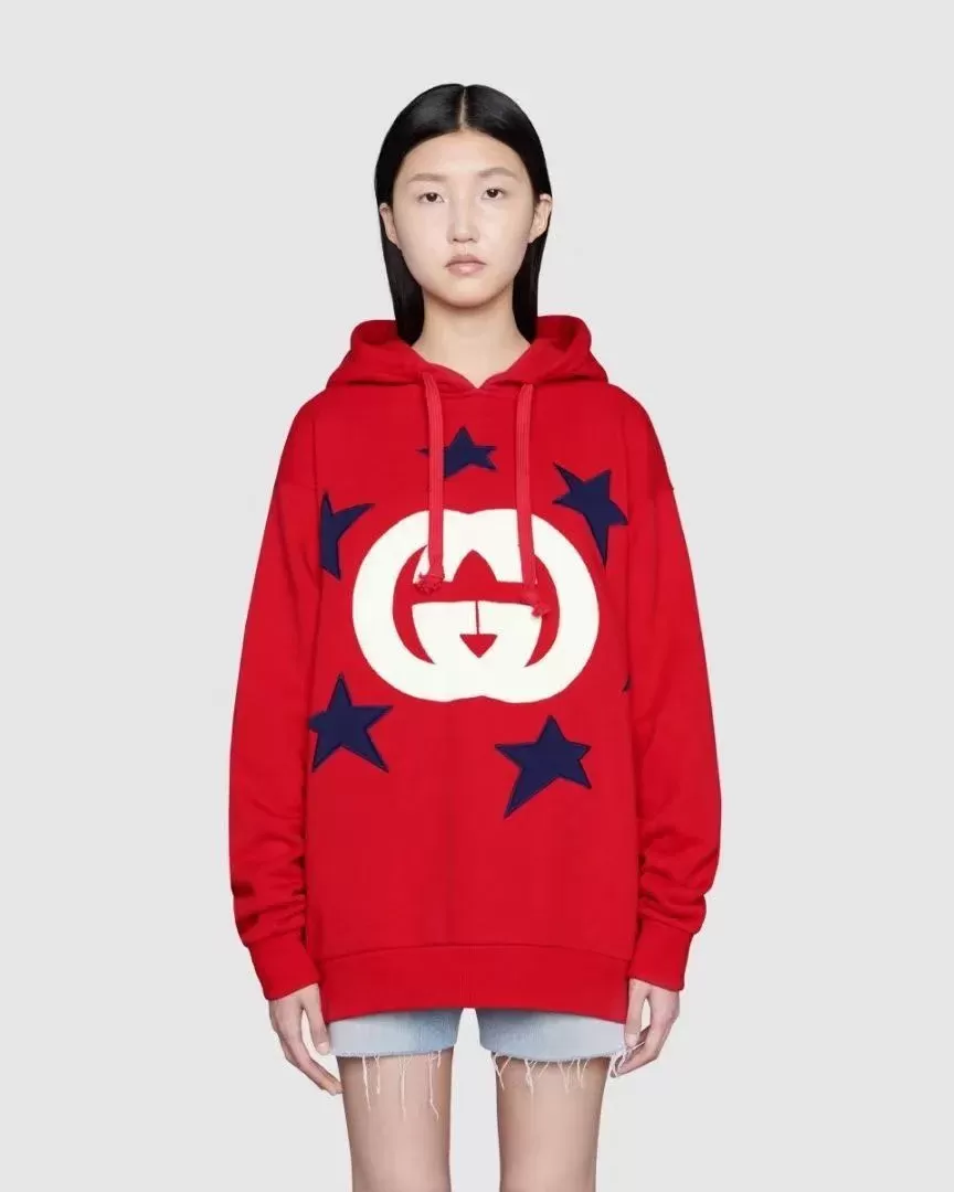 Gucci Star Embroidered Applique Double G Logo Hoodie