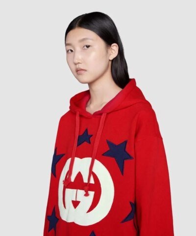 Gucci Star Embroidered Applique Double G Logo Hoodie