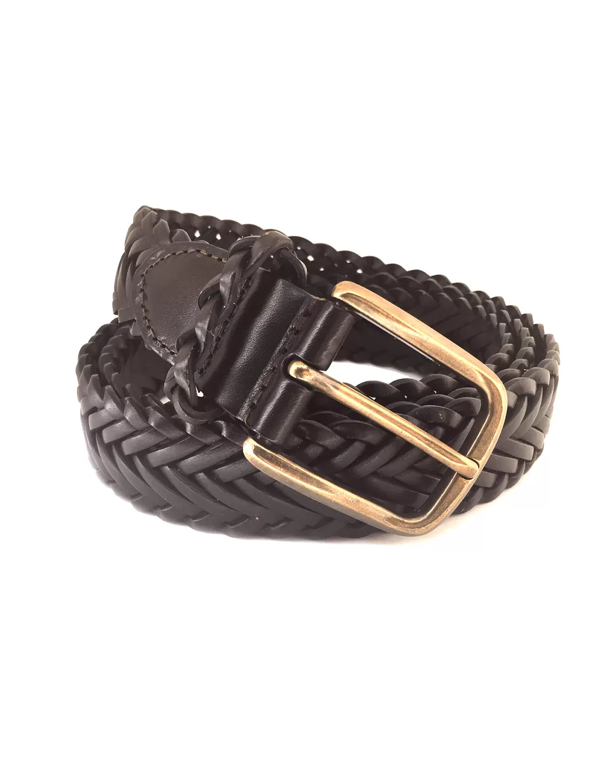 Club Room Buckle Genuine Leather Braided Belt