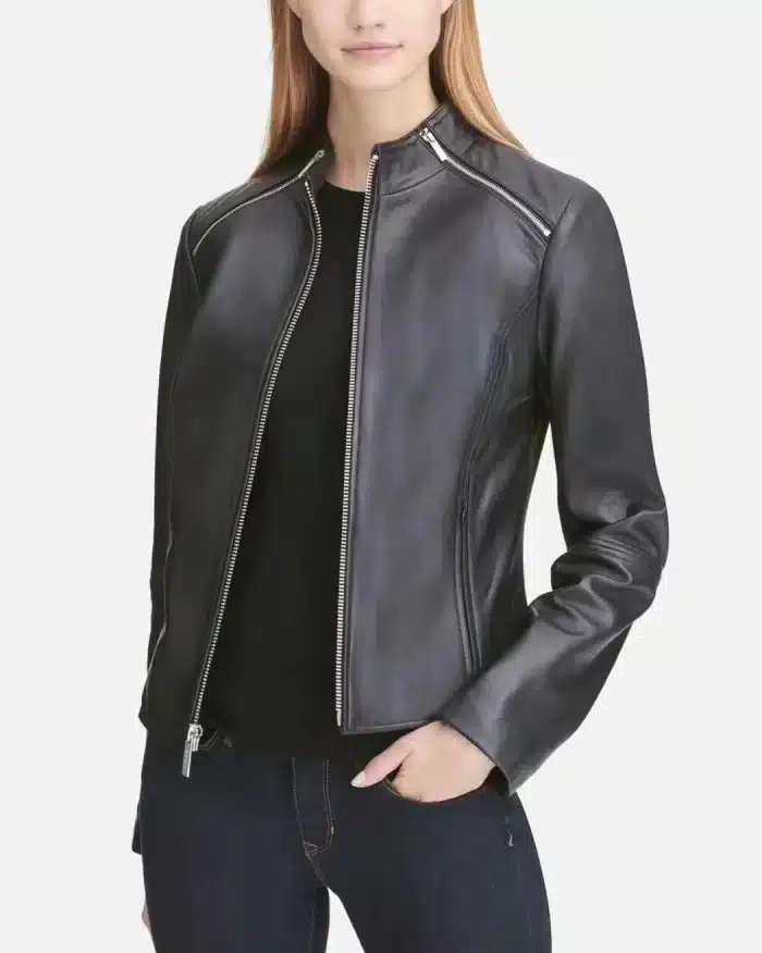DKNY Women's Leather Moto Jacket