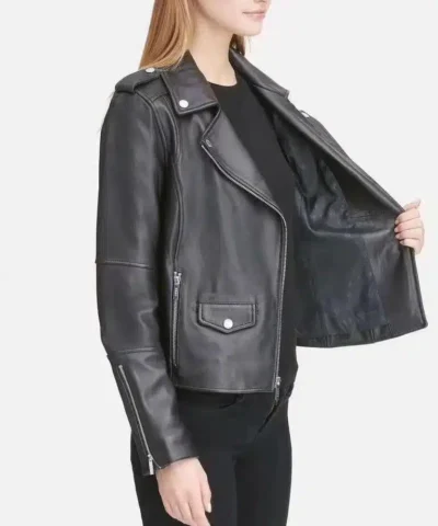 DKNY Leather Moto Jacket