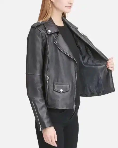 DKNY Leather Moto Jacket