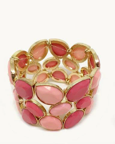 Thalia Sodi Pink Stone Stretch Table Wide Cuff Bracelet